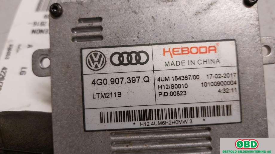 Styreenhet xenon/ballast til Škoda Superb 2015-->> (Type III)  (SKODA|4G0 907 397 Q||4G0907397Q)