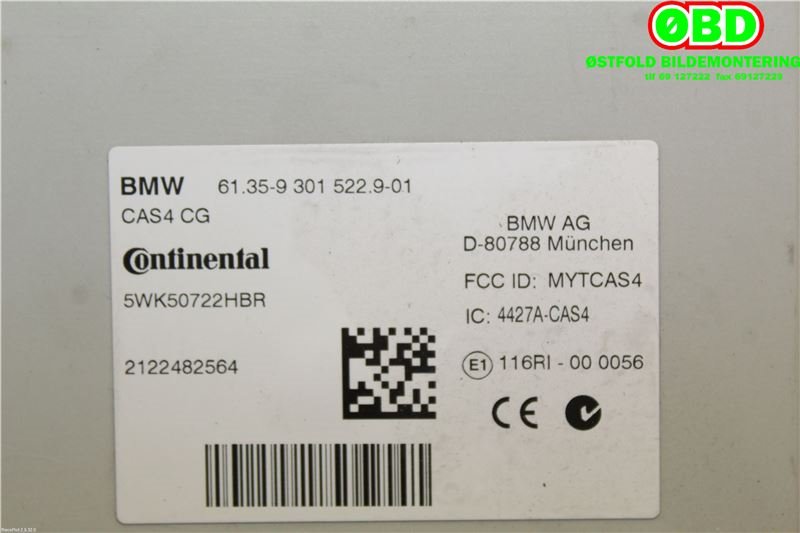 Styreenhet diverse til BMW 5-Serie 2010-2017 (F10/F11) (F10/F11) (BMW|61 35 6 809 374||61359301522)