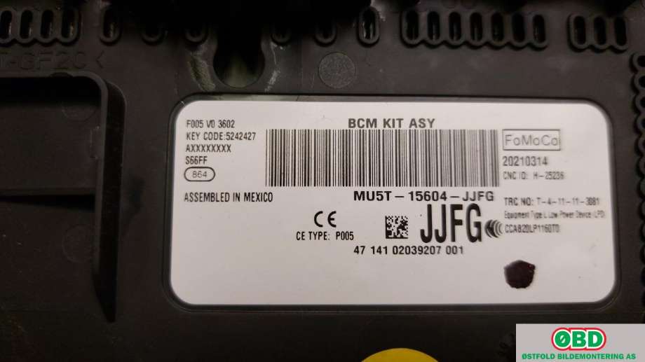 Styreenhet comfort (BCM) til Ford Mustang Mach-e 2020-->>  (2623708|MU5T15604JJFN|MU5T15604JJFG)