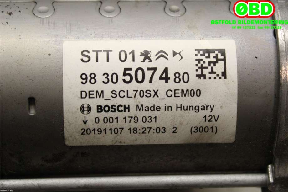 Starter til Peugeot 3008 2016-->> (Type II)  (PEUGEOT|98 305 074 80||9830507480)