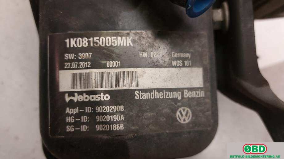 Bensinvarmer til VW Golf VI 2008-2012  (VOLKSWAGEN|1K0 815 007 BR|)