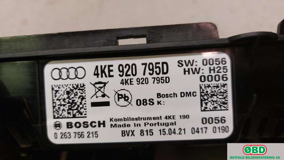 Instrumentpanel til Audi e-tron 2018-->>  (AUDI|4KE 920 795 D||4KE920795D)