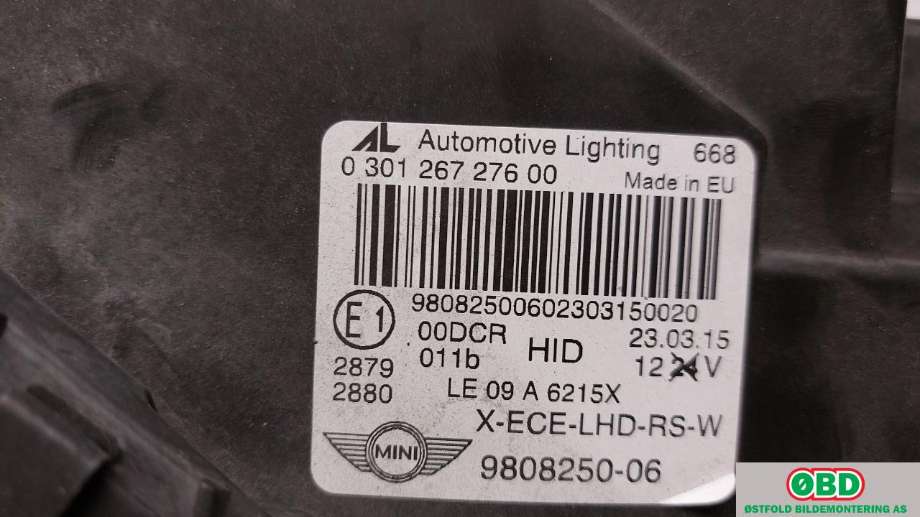 Frontlykt høyre halogen til Mini Countryman 2010-2016 (R60) (R60) (MINI|63 12 9 808 262||980825006)