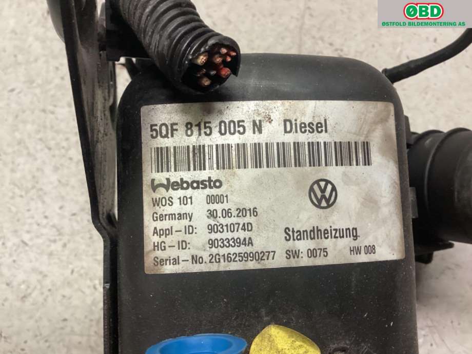 Dieselvarmer til VW Tiguan 2016-2020 (Type II, Fase 1)  (VOLKSWAGEN|5Q0 898 008 G|)