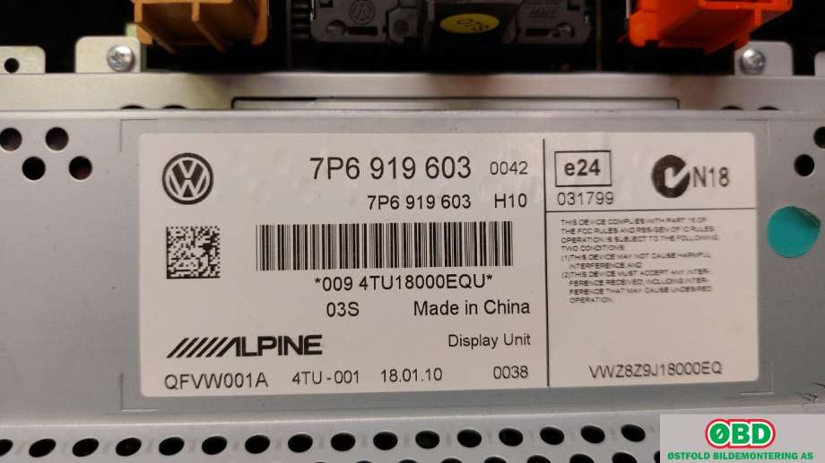 Instrument kjørecomputer til VW Touareg 2010-2018 (Type II)  (VOLKSWAGEN||7P6919603)