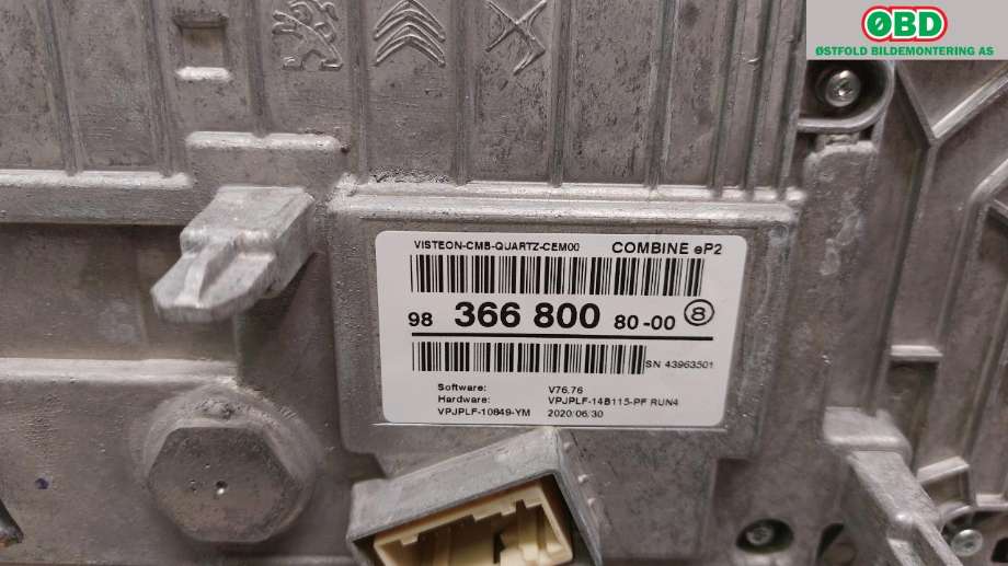 Instrumentpanel til Peugeot 208 2019-->> (Type II)  (PEUGEOT|98 366 800 80|98 485 804 80|9836680080)