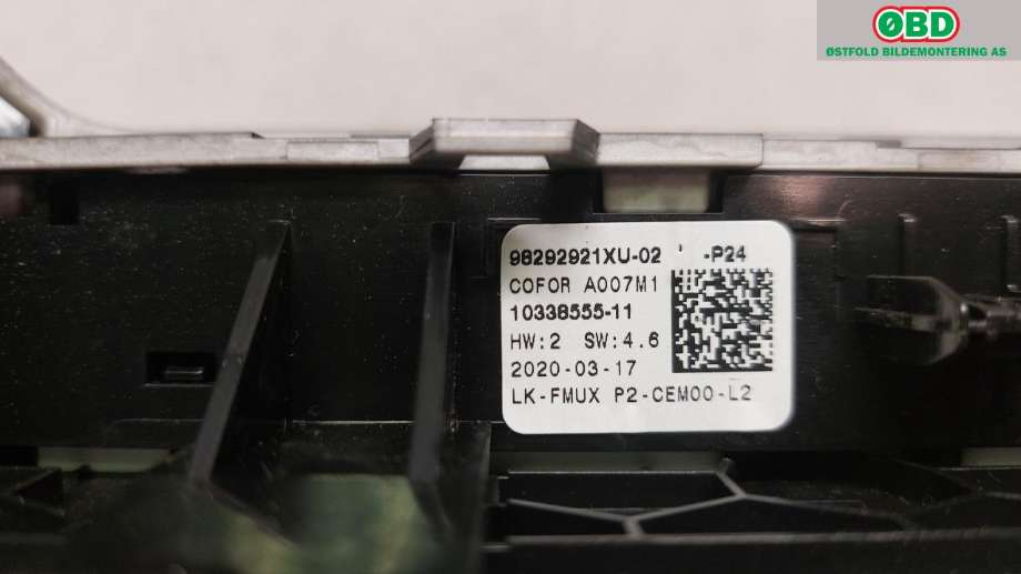 Varmeapparat betjening til Peugeot 208 2019-->> (Type II)  (PEUGEOT|98292921XU|)