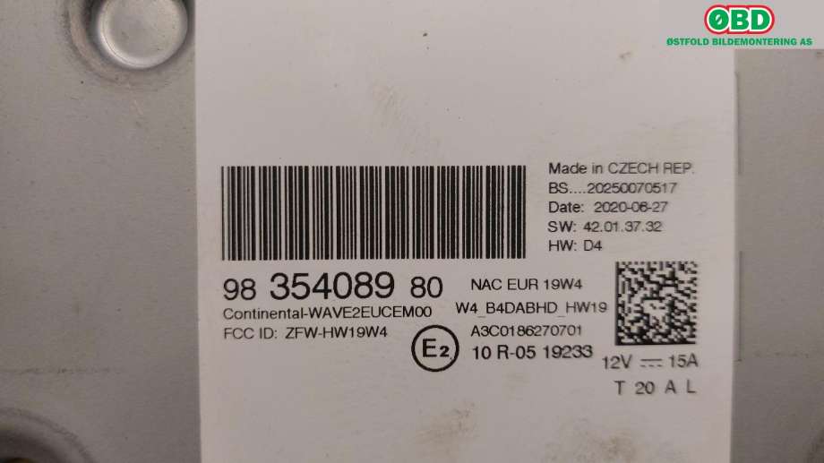 Bilstereo til Peugeot 208 2019-->> (Type II)  (PEUGEOT|16 719 443 80||9835408980)