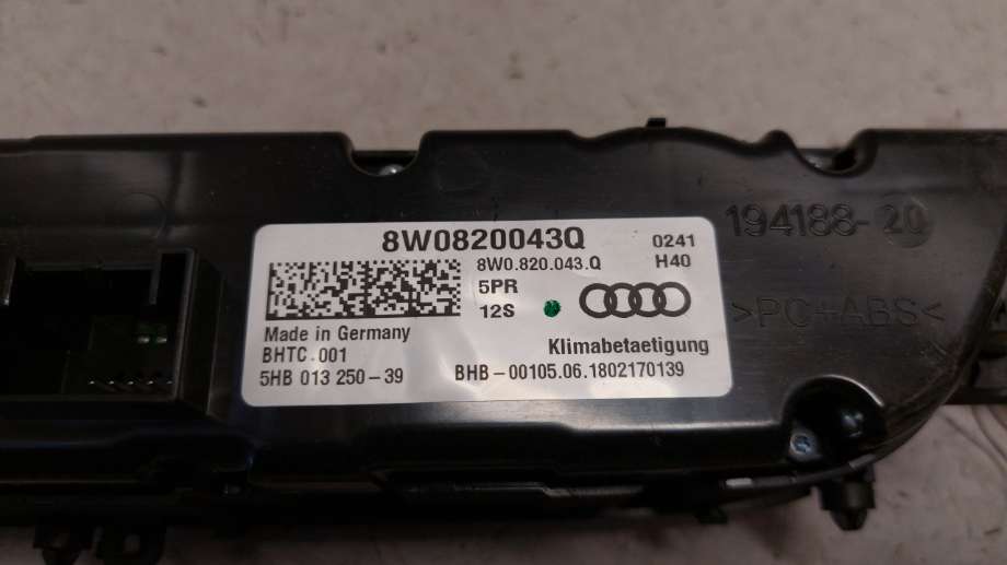 Varmeapparat betjening til Audi A4, Allroad 2016-->> (Type II) (B9) (B9) (AUDI|8W0 820 043 Q|)