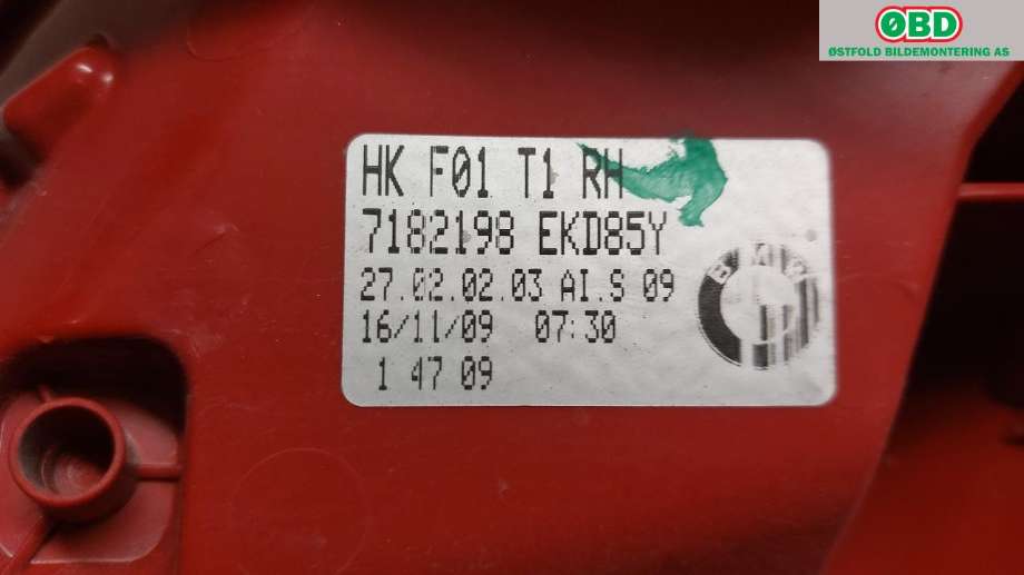 Baklykt høyre til BMW 7-Serie 2009-2015 (F01/F02/F03/F04) (F01/F02/F03/F04) (BMW|63 21 7 182 198|)