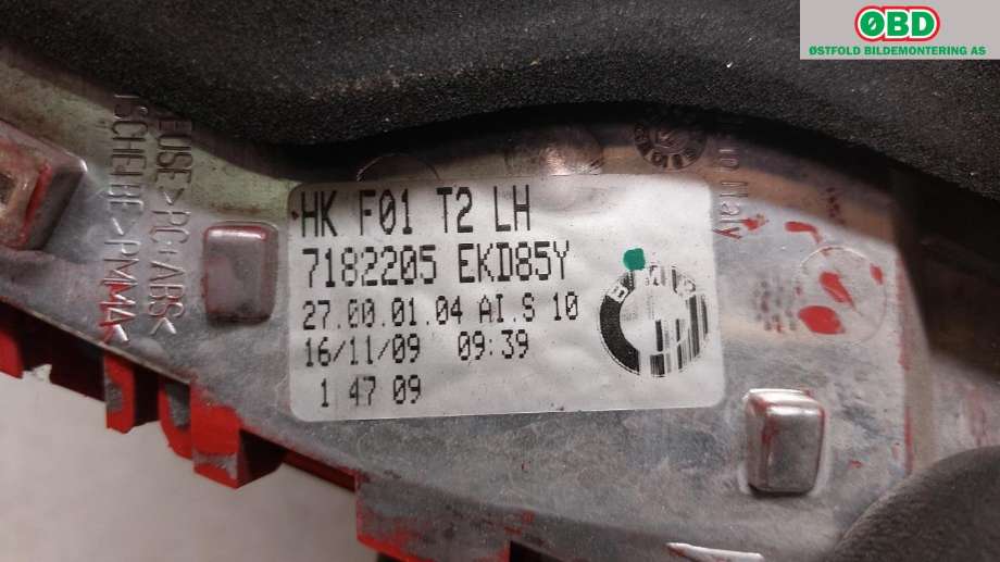 Baklykt venstre indre til BMW 7-Serie 2009-2015 (F01/F02/F03/F04) (F01/F02/F03/F04) (BMW|63 21 7 182 205|)
