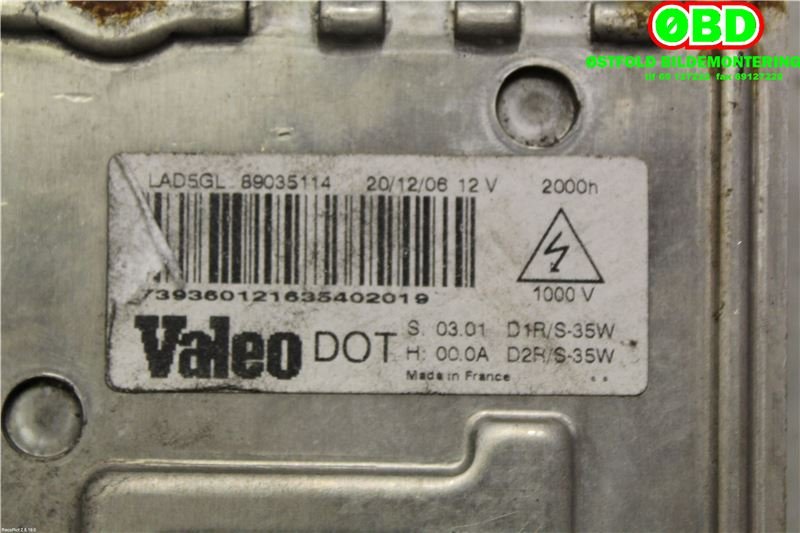 Styreenhet xenon/ballast til Citroën C5 2005-2008 (Type I, Fase 2)  (CITROEN|6224F9|89035114|)