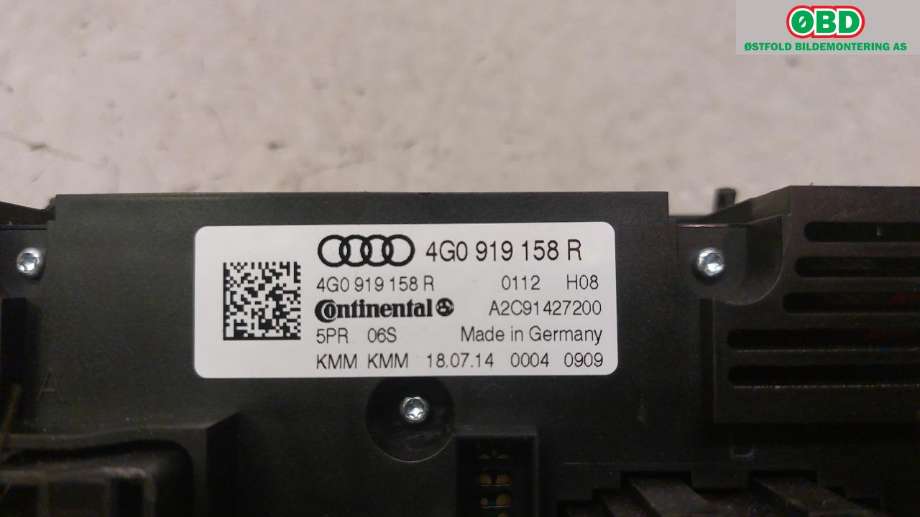Varmeapparat betjening til Audi A6 2014-2018 (Type IV, Fase 2) (C7) (C7) (AUDI|4G0 919 158 R||4G0919158R)