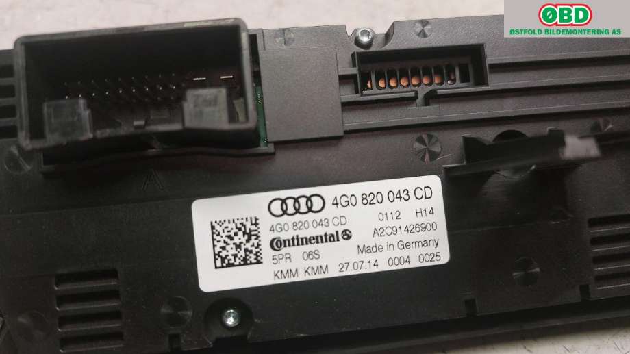 Varmeapparat betjening til Audi A6 2014-2018 (Type IV, Fase 2) (C7) (C7) (AUDI|4G0 820 043 CD||4G0820043CD)