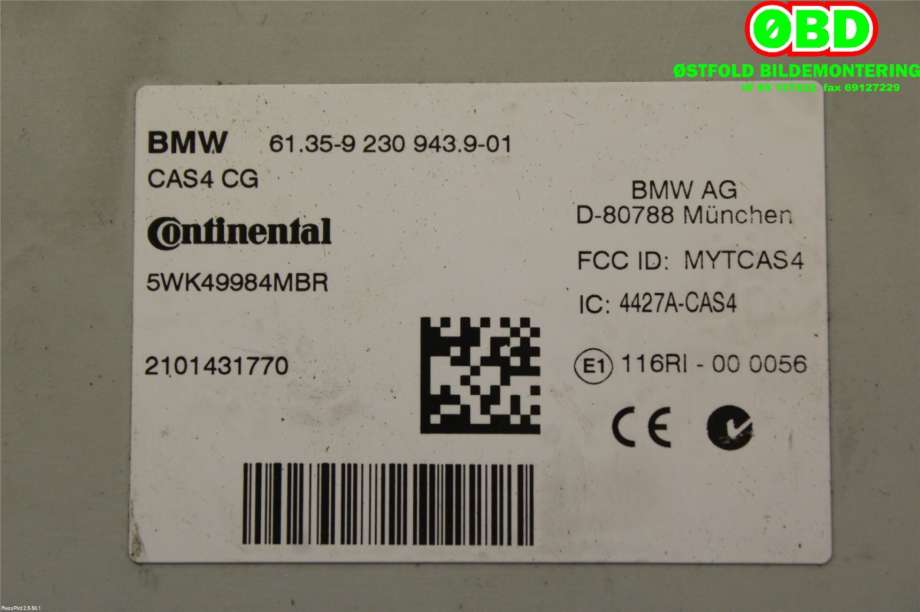 Styreenhet diverse til BMW 5-Serie 2010-2017 (F10/F11) (F10/F11) (BMW||61359230943)