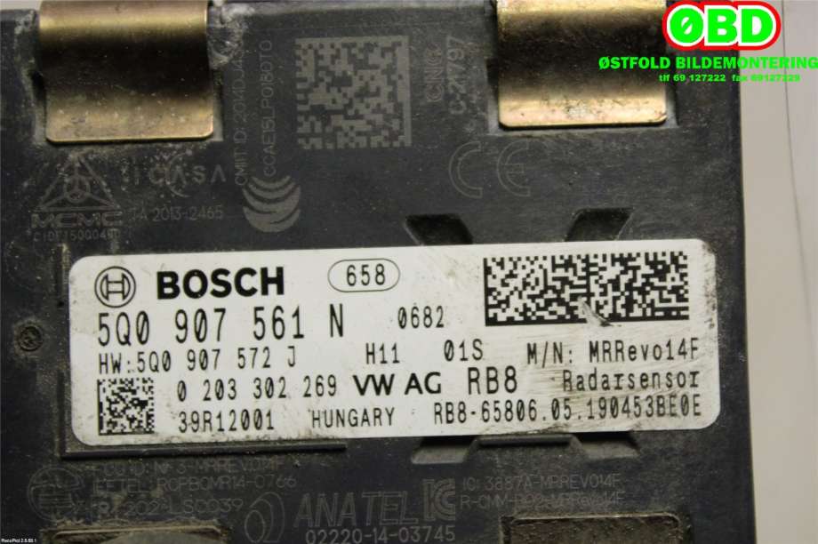 Sensor radar til VW e-Golf 2017-2020 (Fase 2)  (VOLKSWAGEN|5Q0 907 561 N||5Q0907561N)