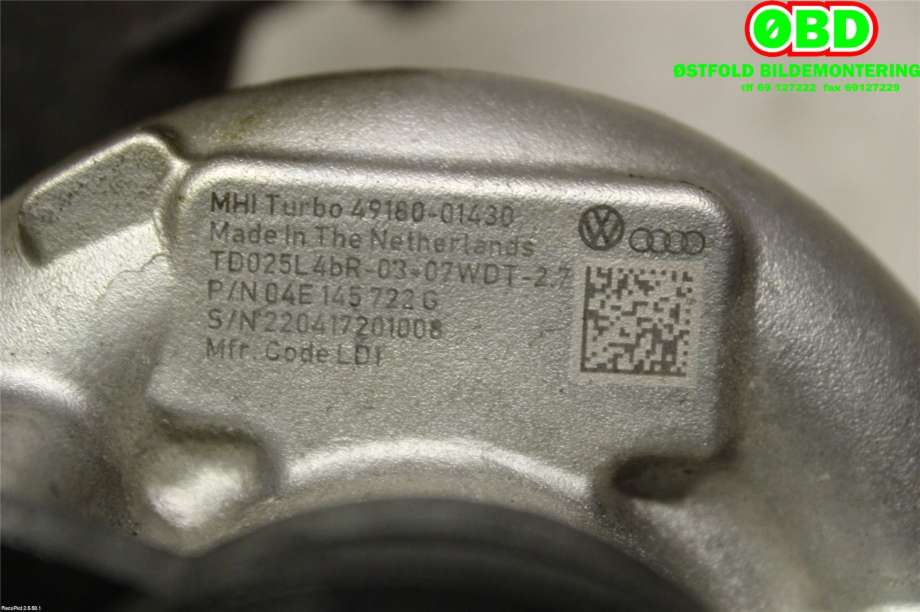Turbo til Škoda Superb 2015-->> (Type III)  (SKODA|04E 145 722 G||04E145722G)