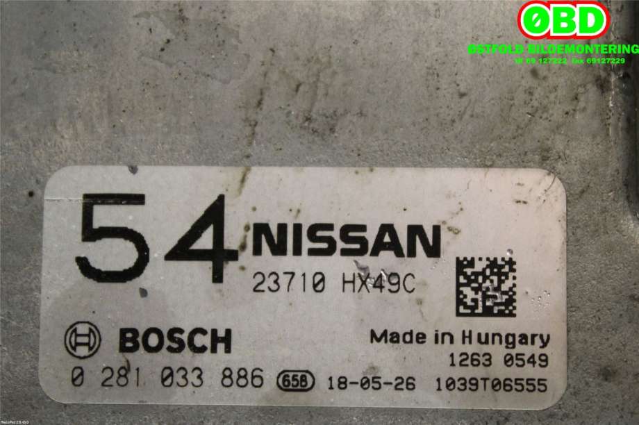 Styreenhet motor til Nissan Qashqai 2014-2021 (Type II)  (NISSAN|23710HX49C|0281033886)