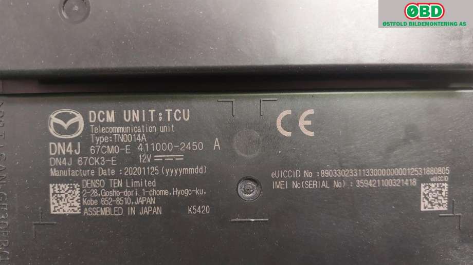 Styreenhet diverse til Mazda MX-30 2020-->> (MAZDA||DN4J67CM0)
