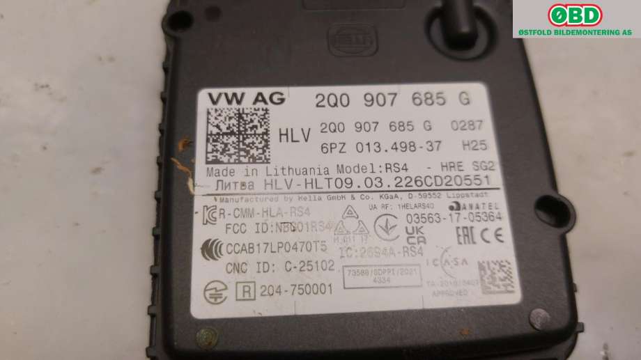 Sensor radar til Škoda Enyaq 2021-->> (SKODA ENYAQ 80X NY|2Q0 907 685 G||2Q0907685G)