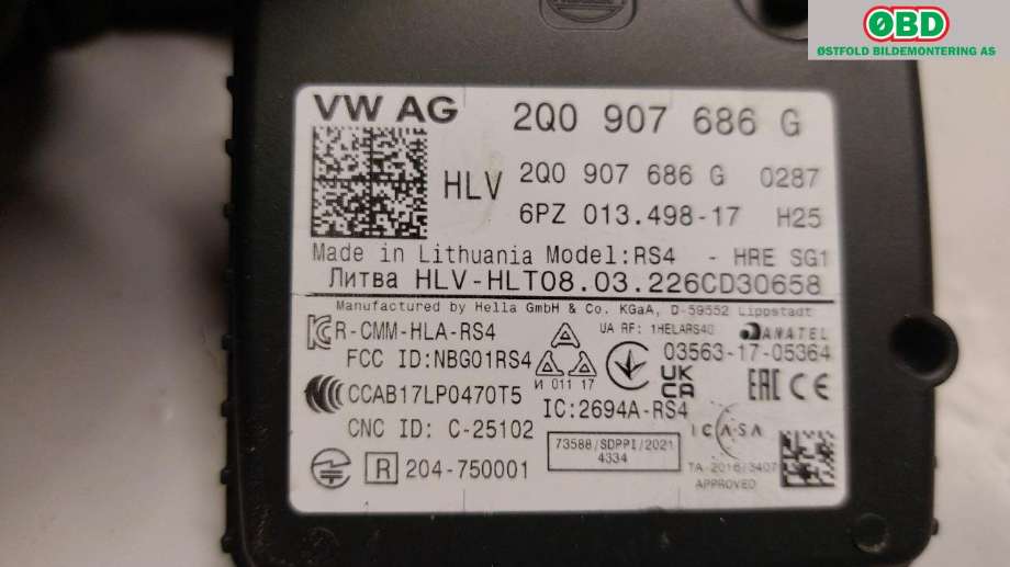 Sensor radar til Škoda Enyaq 2021-->> (SKODA ENYAQ 80X NY|2Q0 907 686 G||2Q0907686G)