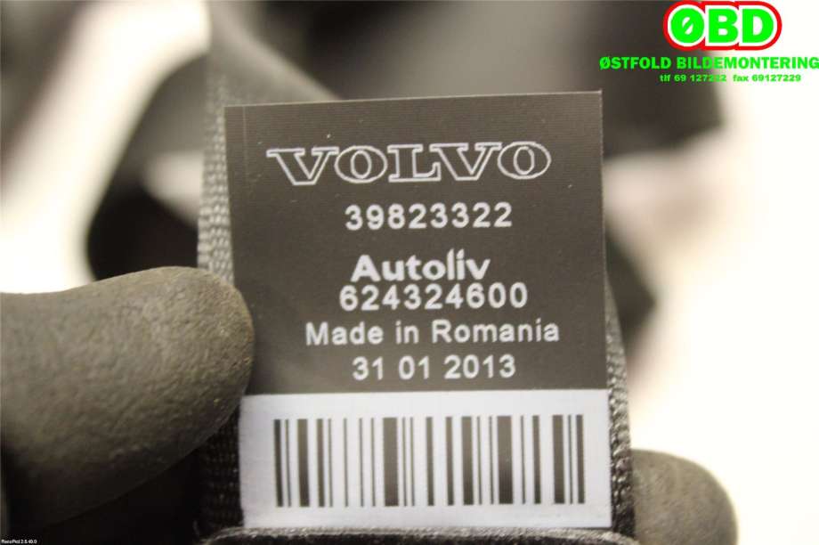 Airbag beltestrammer til Volvo V60 2010-2013 (Type I, Fase 1)  (VOLVO|39800487||39823322)