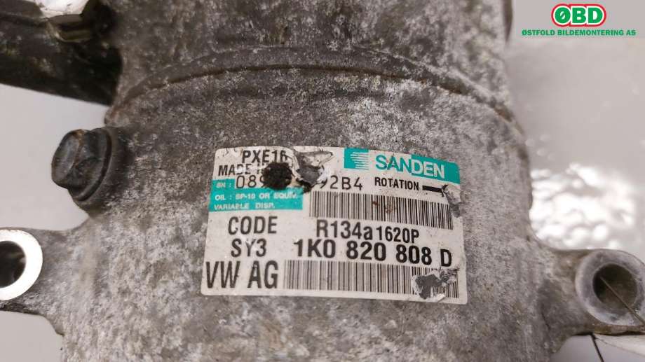 Aircondition kompressor til VW Touran 2010-2015 (Type I, Fase 3)  (VOLKSWAGEN|1K0 820 808 F|5k0820803|1K0820808D)
