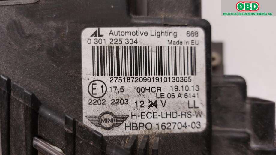 Frontlykt høyre halogen til Mini One/Cooper 2007-2014 (R55-57) (R55-57) (MINI|63 12 2 751 872|0301225304|)