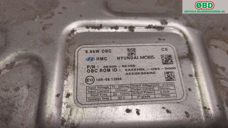 Batterilader (OBC - On Board Charger) til Hyundai Ioniq Electric 2016-2019 (Fase 1)  (HYUNDAI|36400 0E150||364000E150)