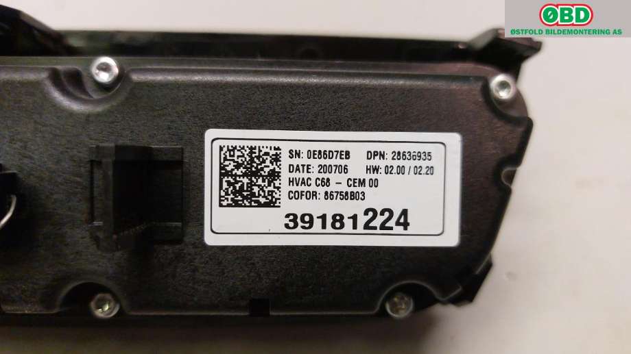 Varmeapparat betjening til Opel Corsa F 2019-->>  (OPEL|39181224|)