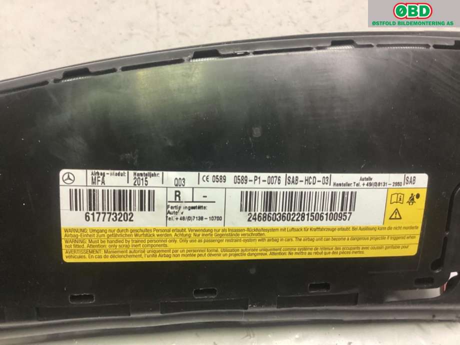 Airbag sidepute høyre til Mercedes CLA 2013-2019 (C117) (C117) (MERCEDES|A 246 860 36 02||2468603602)