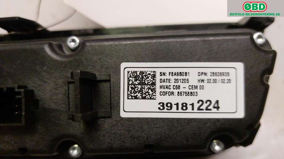 Varmeapparat betjening til Opel Corsa F 2019-->>  (OPEL Corsa-e|39181224|)