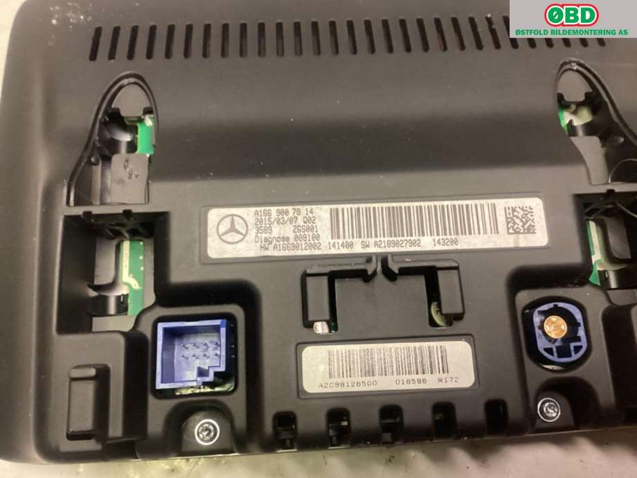 Multimedia display (MCU - Media Controller Unit) til Mercedes CLA 2013-2019 (C117) (C117) (MERCEDES|A 166 900 78 14|A 166 900 82 22|1669007814)