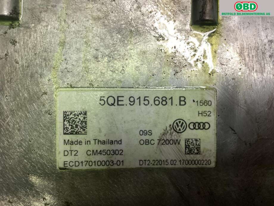 Batterilader (OBC - On Board Charger) til VW e-Golf 2017-2020 (Fase 2)  (VOLKSWAGEN|5QE 915 681 N||5QE915681B)