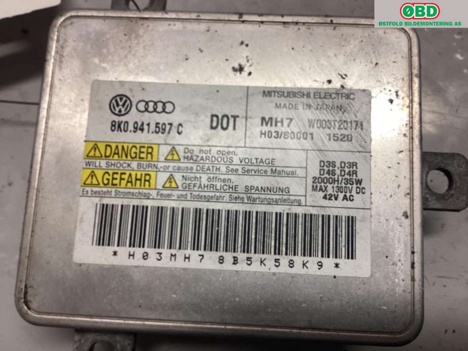 Styreenhet xenon/ballast til VW Touran 2010-2015 (Type I, Fase 3)  (VOLKSWAGEN|8K0 941 597 E|W003T20171|8K0941597C)