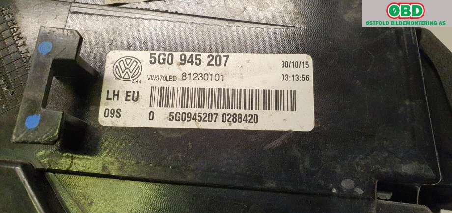 Baklykt venstre til VW e-Golf 2014-2017 (Fase 1)  (VOLKSWAGEN|5G0 945 207||5G0945207)