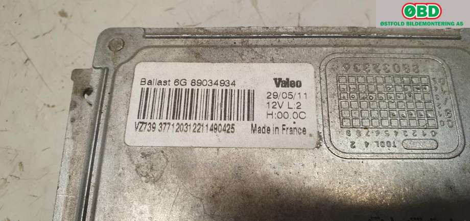 Styreenhet xenon/ballast til Peugeot 508 2011-2014 (Type I, Fase 1)  (PEUGEOT|6224 L8|89034934|)