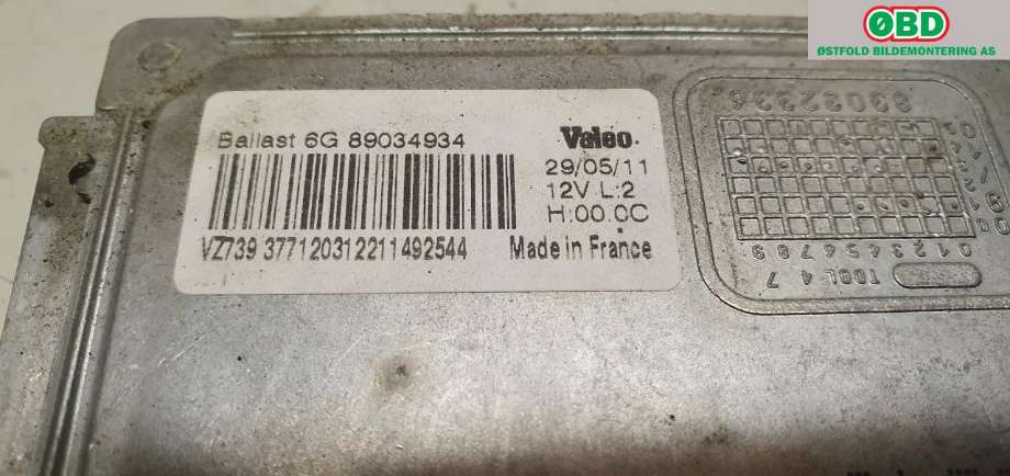 Styreenhet xenon/ballast til Peugeot 508 2011-2014 (Type I, Fase 1)  (PEUGEOT|6224 L8|89034934|)