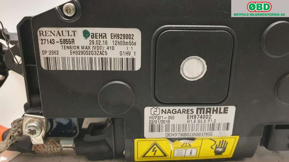 Varmeapparat register til Renault Zoe 2013-2019 (Fase 1)  (RENAULT|271438717R|271436099R|)