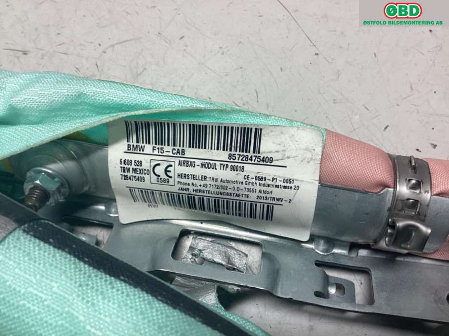 Airbag gardin høyre til BMW X5 2013-2018 (F15) (F15) (BMW|72 12 7 284 754|)