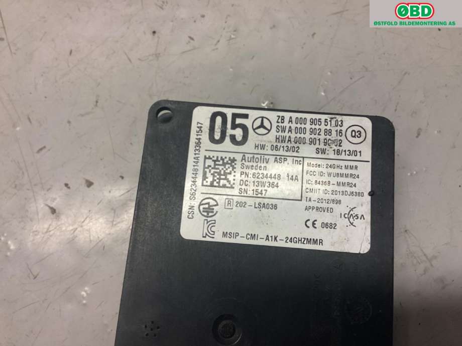 Sensor radar til Mercedes E-Klasse 2013-2016 (Fase 2) (W212) (W212) (MERCEDES|A 000 905 51 03||0009055103)