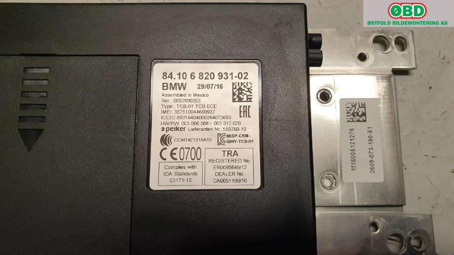 Styreenhet diverse til BMW i3 2013-2022  (BMW|84 10 9 362 848||84106820931)