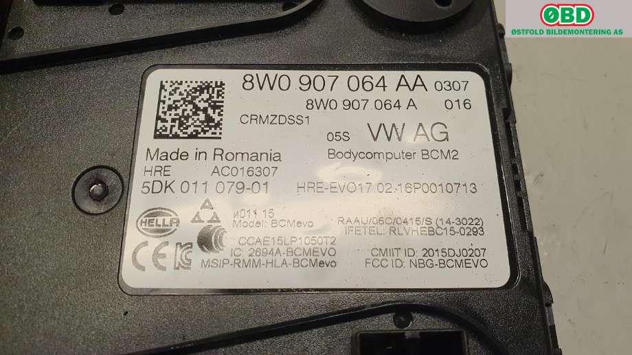 Styreenhet comfort (BCM) til Audi A4 2015-2019 (Type V, Fase 1) (B9) (B9) (AUDI||8W0907064AA)
