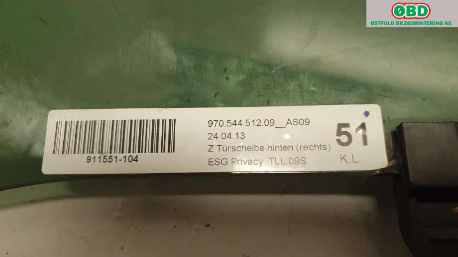 Siderute høyre bak til Porsche Panamera 2009-2017 (Type I) (970) (970) (PORSCHE|970 544 512 09|970 544 512 25|)