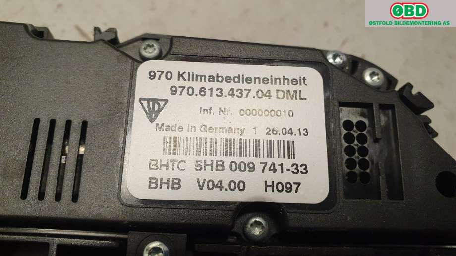 Varmeapparat betjening til Porsche Panamera 2009-2017 (Type I) (970) (970) (PORSCHE|970 653 401 50|)