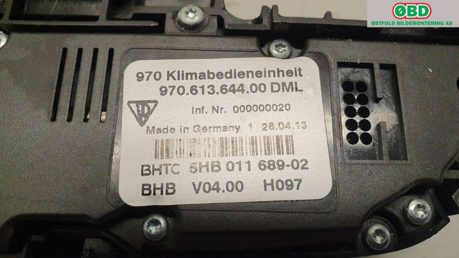 Varmeapparat betjening til Porsche Panamera 2009-2017 (Type I) (970) (970) (PORSCHE|970 653 401 50|)