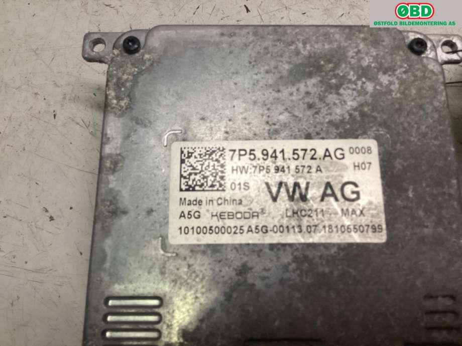 Styreenhet xenon/ballast til VW e-Golf 2017-2020 (Fase 2)  (VOLKSWAGEN|7P5 941 572 AG||7P5941572AG)