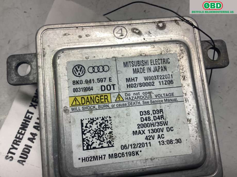 Styreenhet xenon/ballast til Audi A4, Allroad 2009-2016 (Type I) (B8) (B8) (AUDI|8K0 941 597 E|W003T22071|8K0941597E)