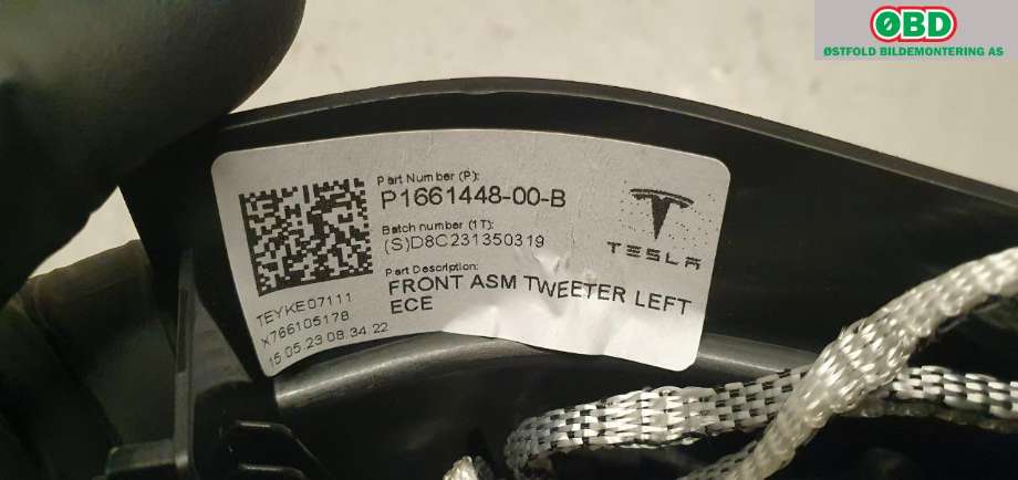 Bilstereo høyttaler til Tesla Model Y 2021-2024 (Type I)  (TESLA MODEL Y KOMBI-KUPE|1661448-00-B|)
