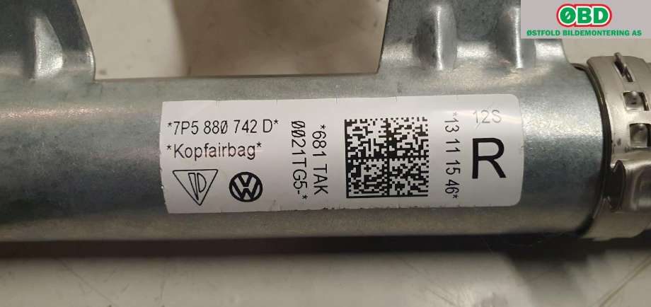 Airbag gardin høyre til Porsche Cayenne 2010-2017 (92A) (92A) (PORSCHE|958 803 070 02|)